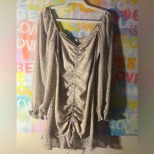 ACOA floral ruched puff sleeve dress size S